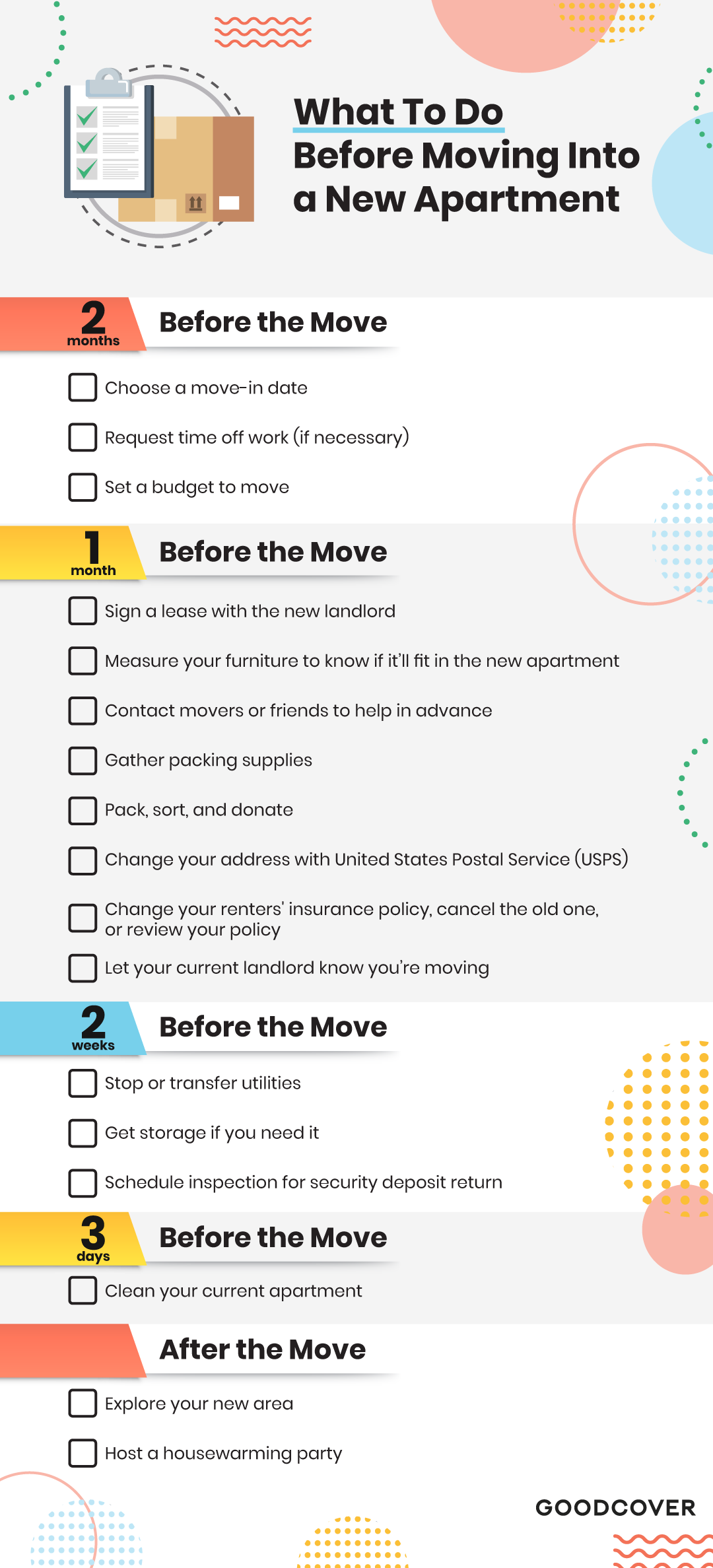 Complete apartment moving checklist for renters