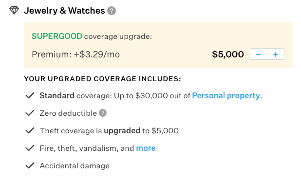 Coverage limits after adding SUPERGOOD extended coverage in New York.